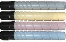 TN514 Rainbow pack of 4 Color High Yield Toners (Cyan, Magenta, Yellow, Black)  28,000/26,000 Yield Konica Minolta C458, C558, C658 Yield eToner Brand Toner